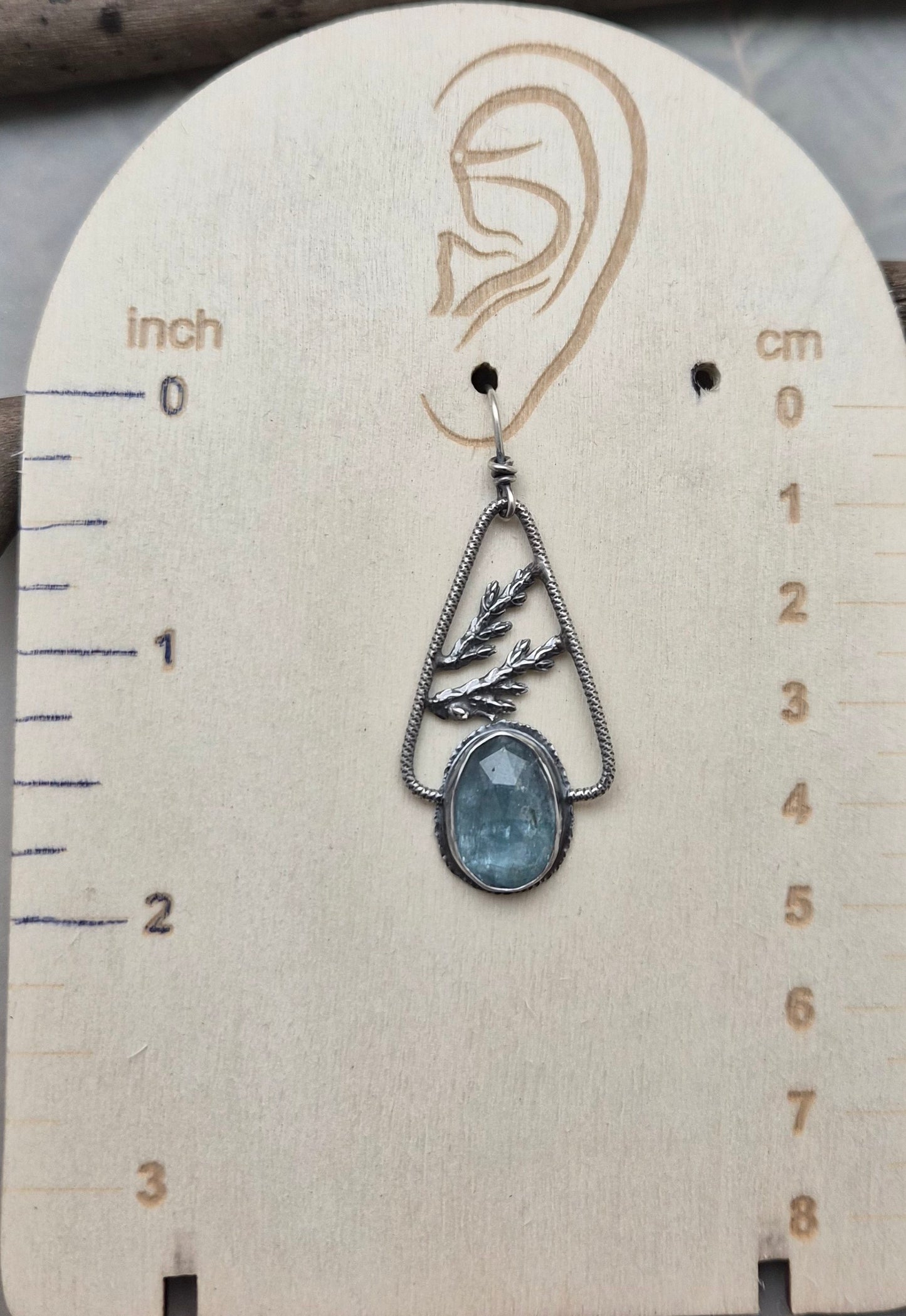 Aqua Kyanite and Cedar earrings