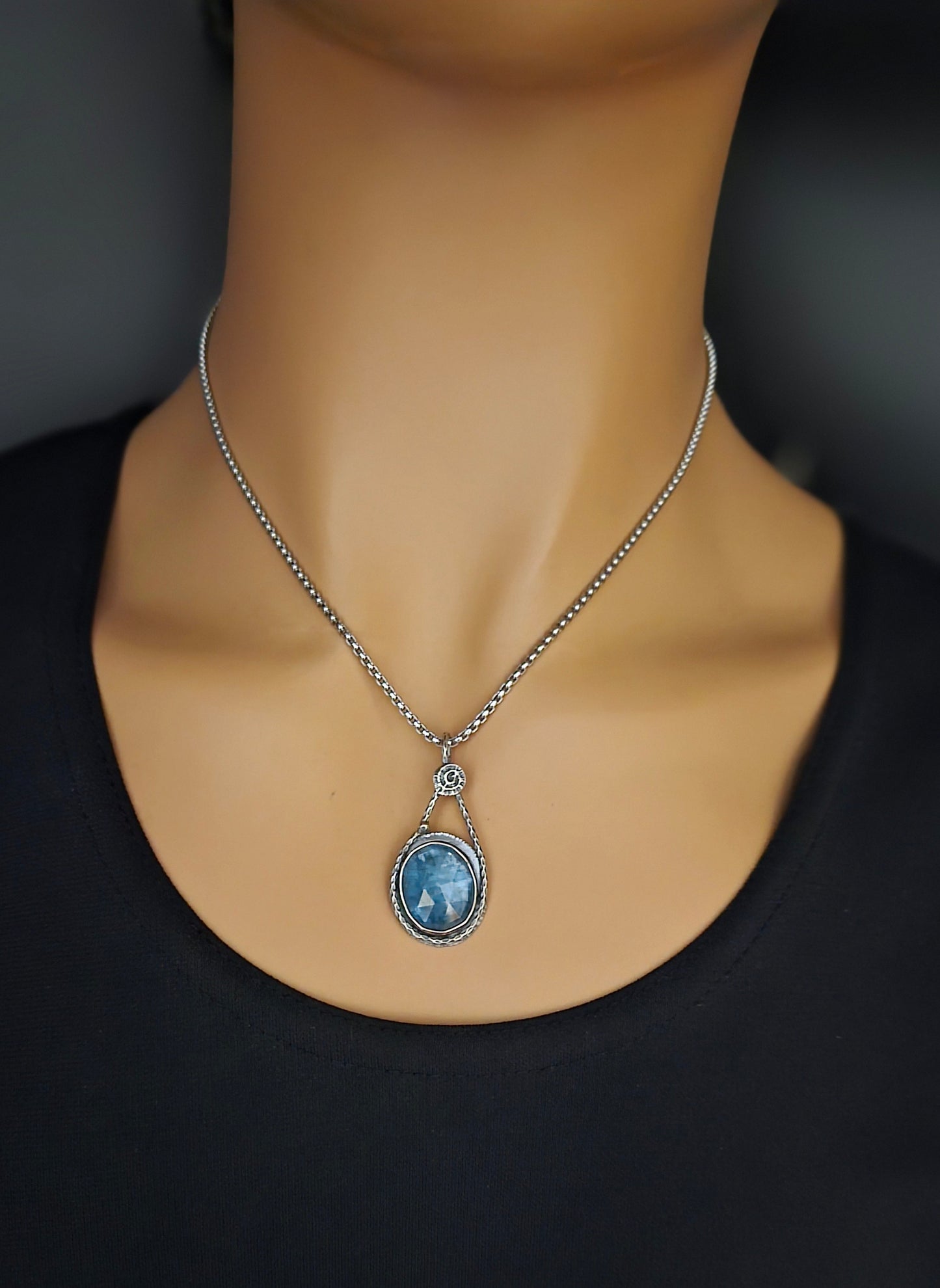 Aqua Kyanite Raindrop necklace