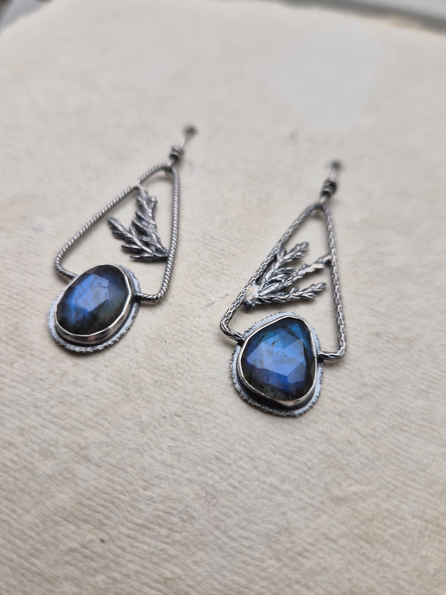 Labradorite and cedar earrings.