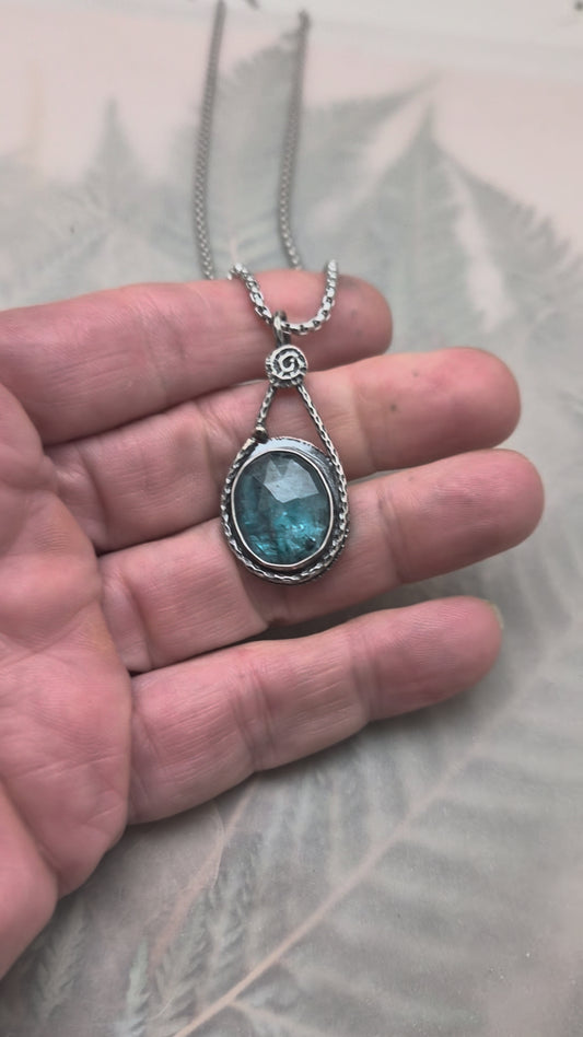 Aqua Kyanite Raindrop necklace
