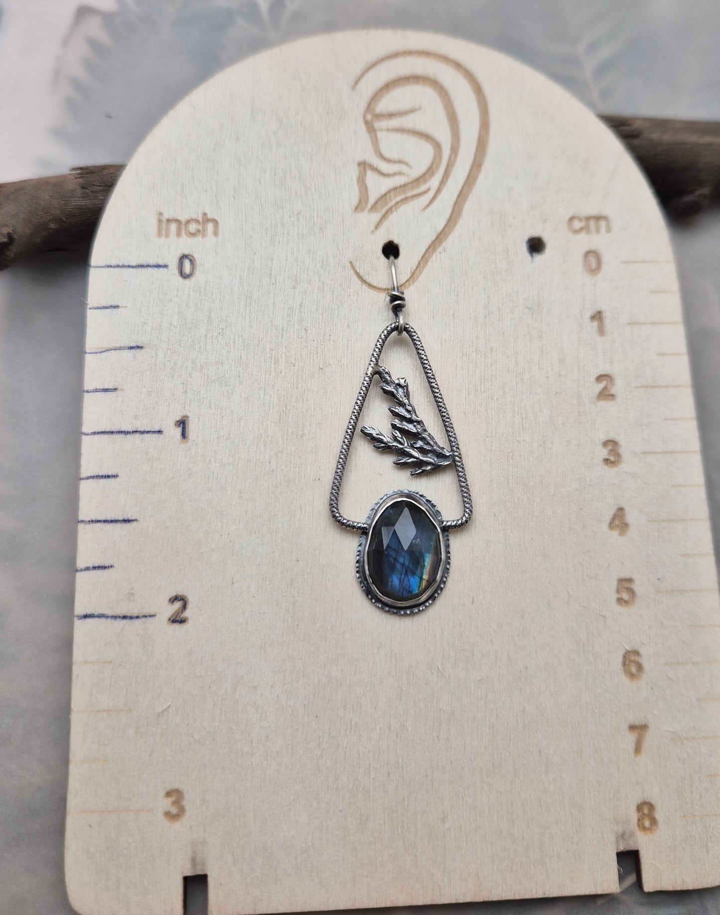 Labradorite and cedar earrings.