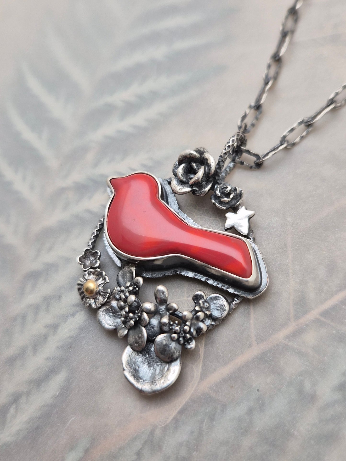 Cardinal birdie necklace