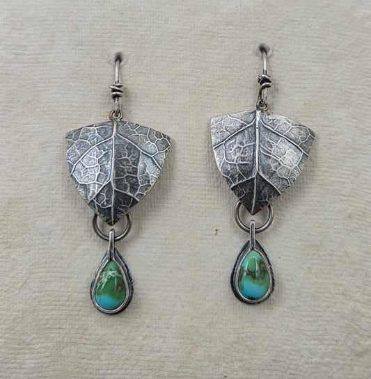 Sonoran Mountain turquoise leaf earrings