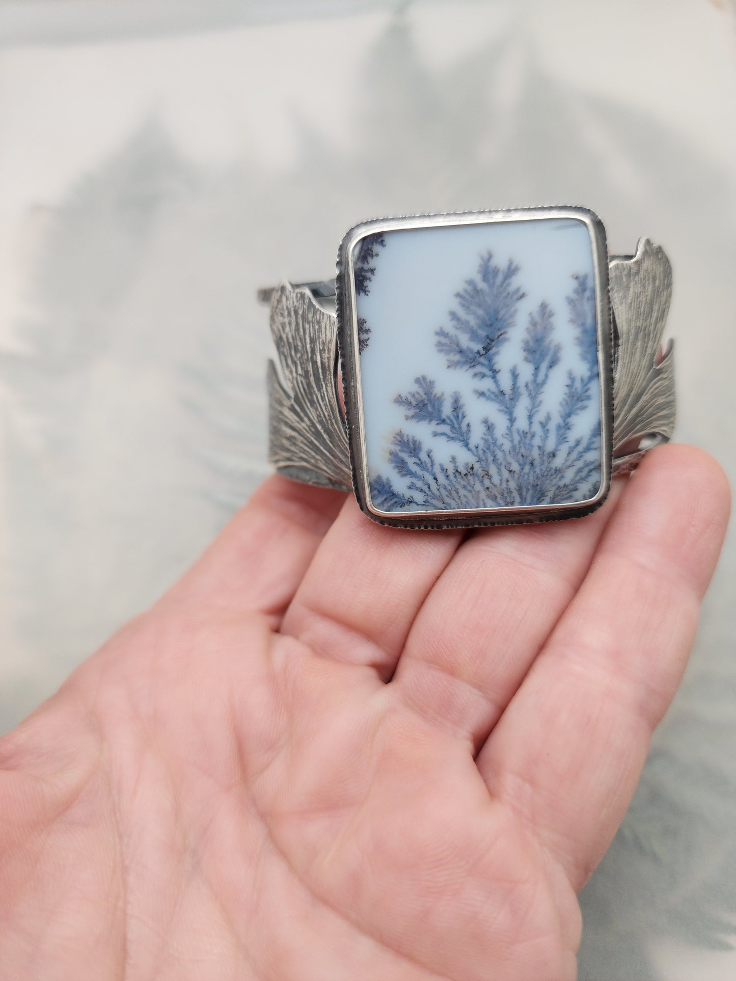 Dendritic Agate Gingko Cuff