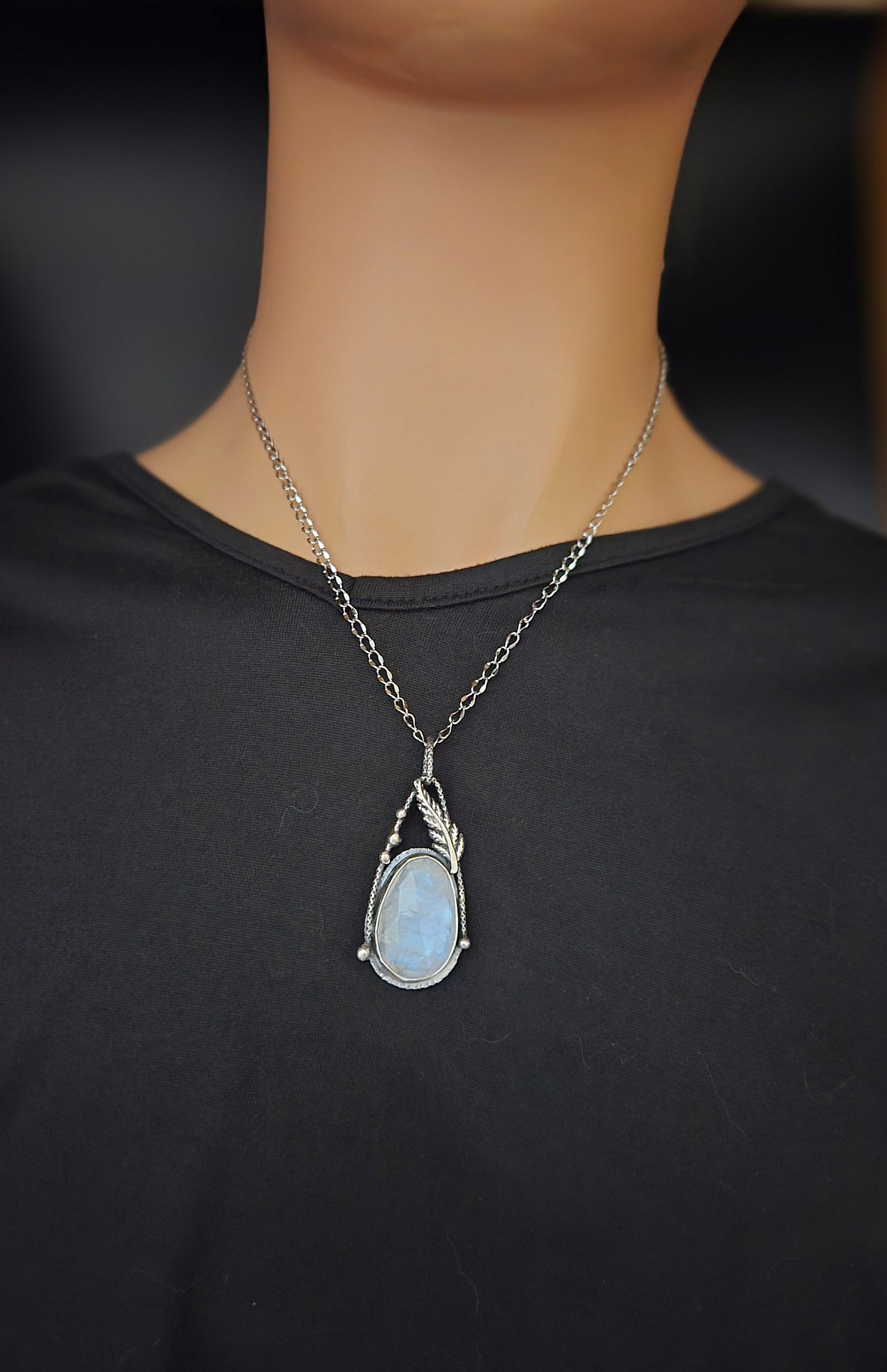 Rainbow Moonstone Raindrop Necklace