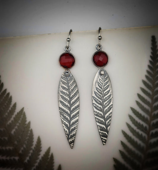 Gorgeous Garnet &  Fern earrings