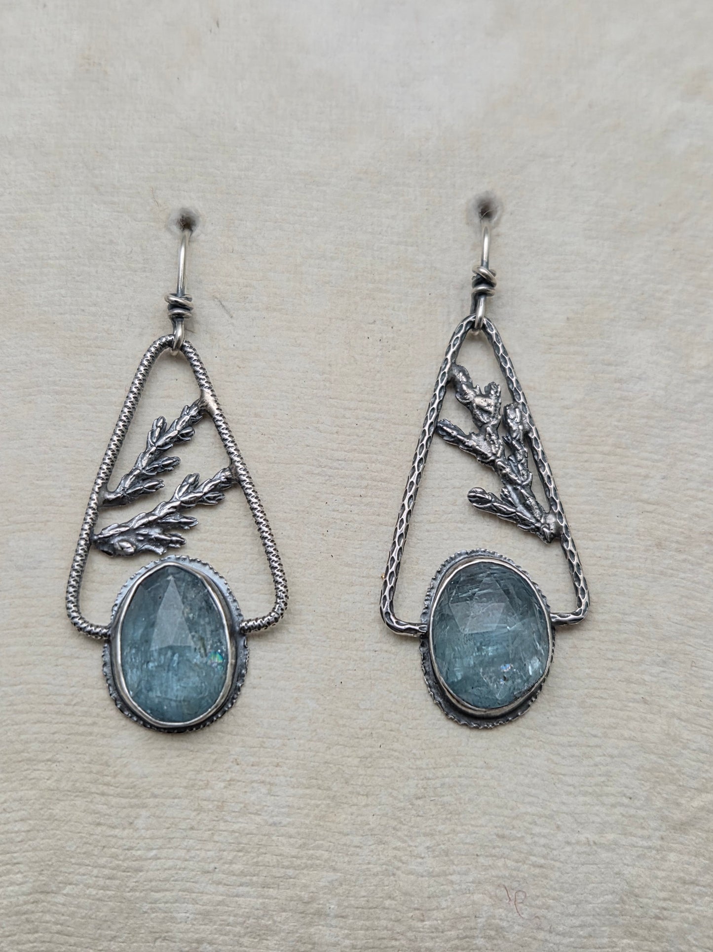 Aqua Kyanite and Cedar earrings