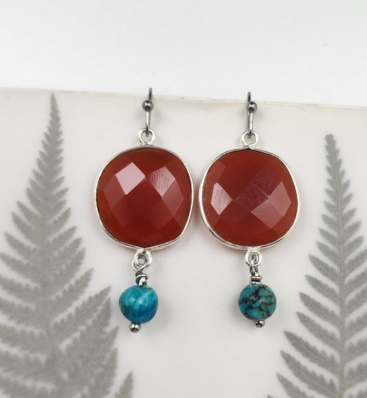 Carnelian and turquoise earrings