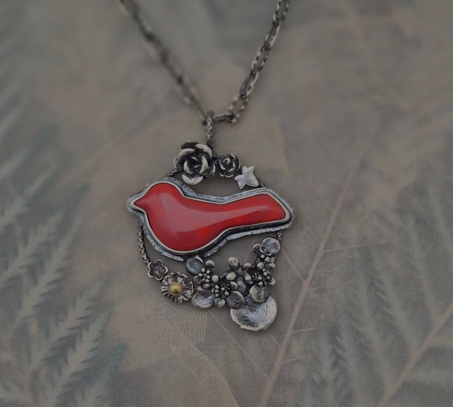 Cardinal birdie necklace