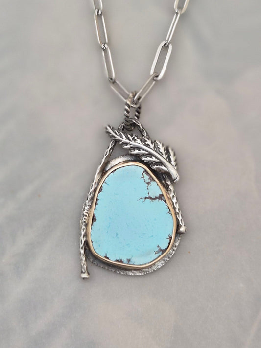 Gold Hills Lavender turquoise Raindrop Necklace