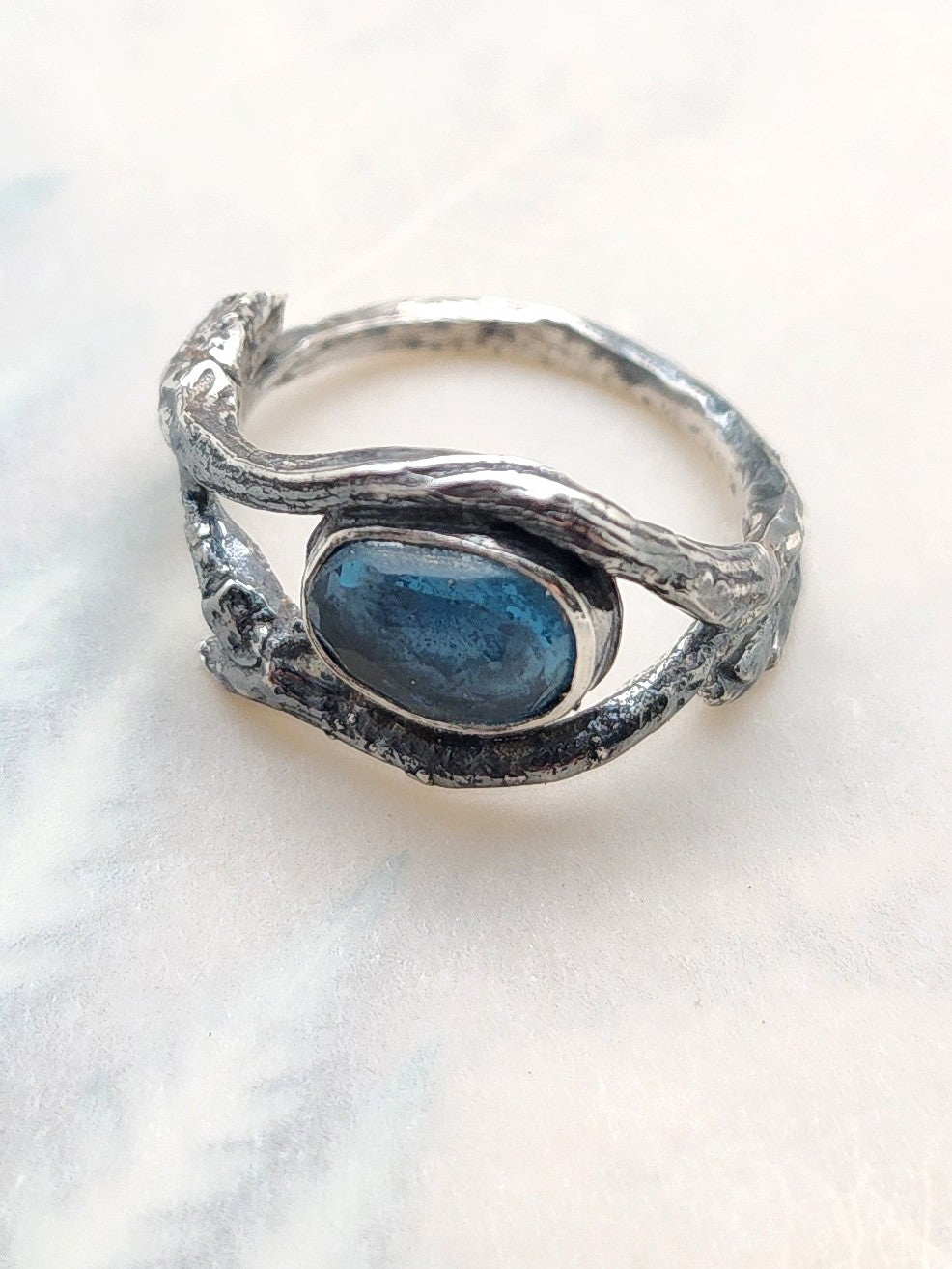 Blue Topaz Twig band ring