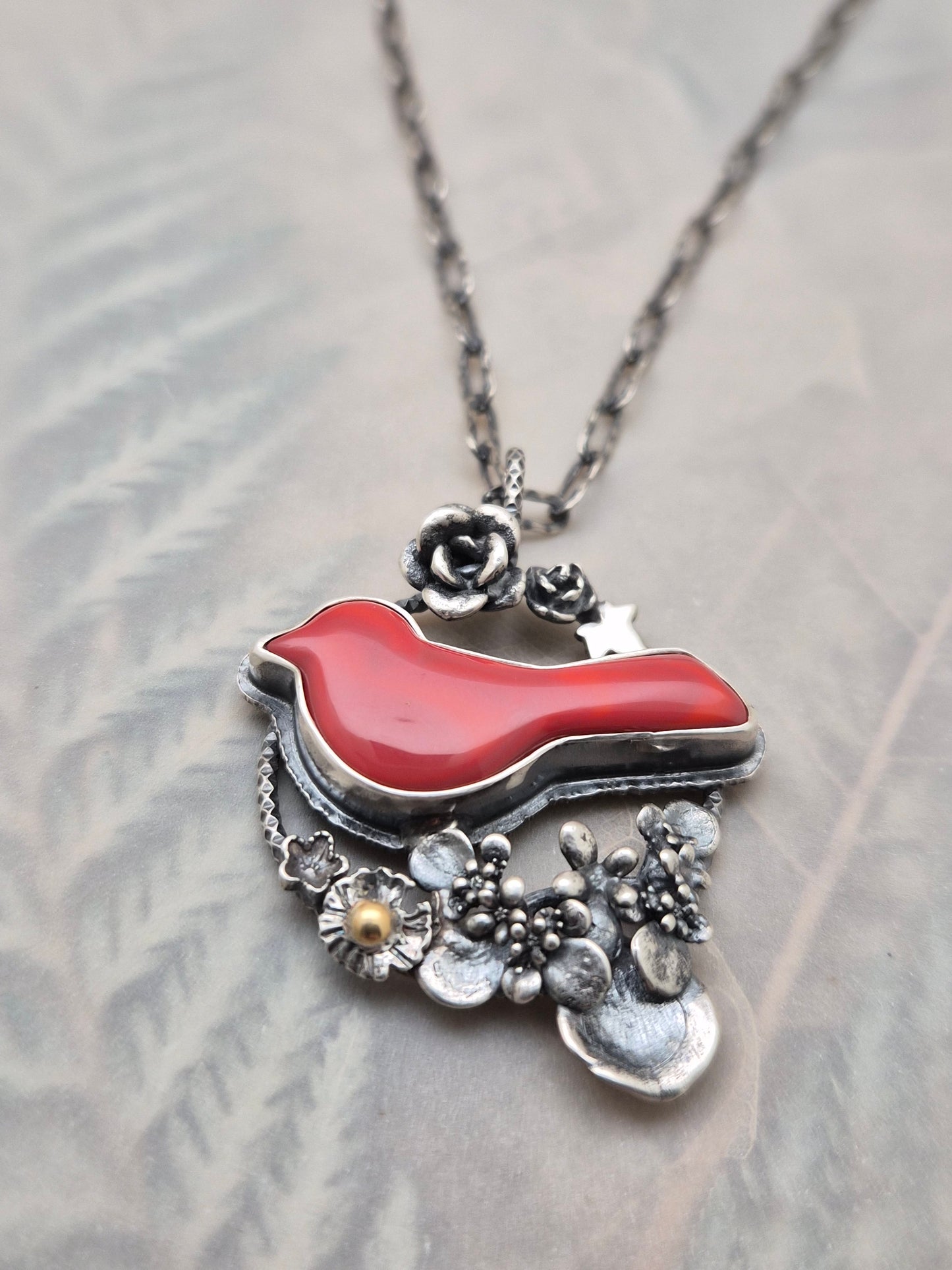 Cardinal birdie necklace