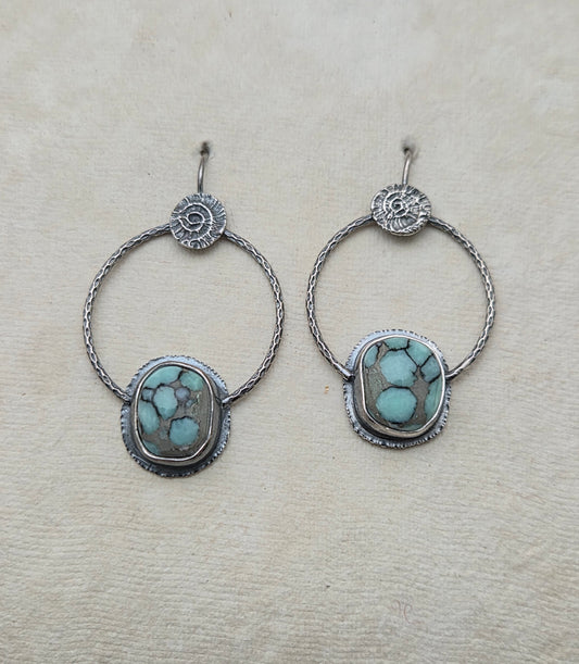 Desert Bloom variscite hoop earrings