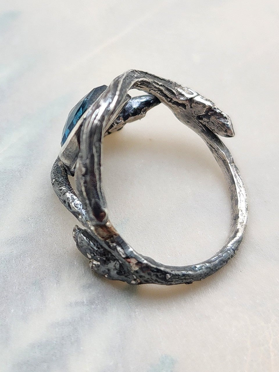 Blue Topaz Twig band ring