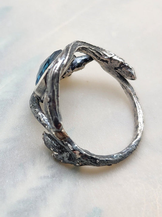 Blue Topaz Twig band ring