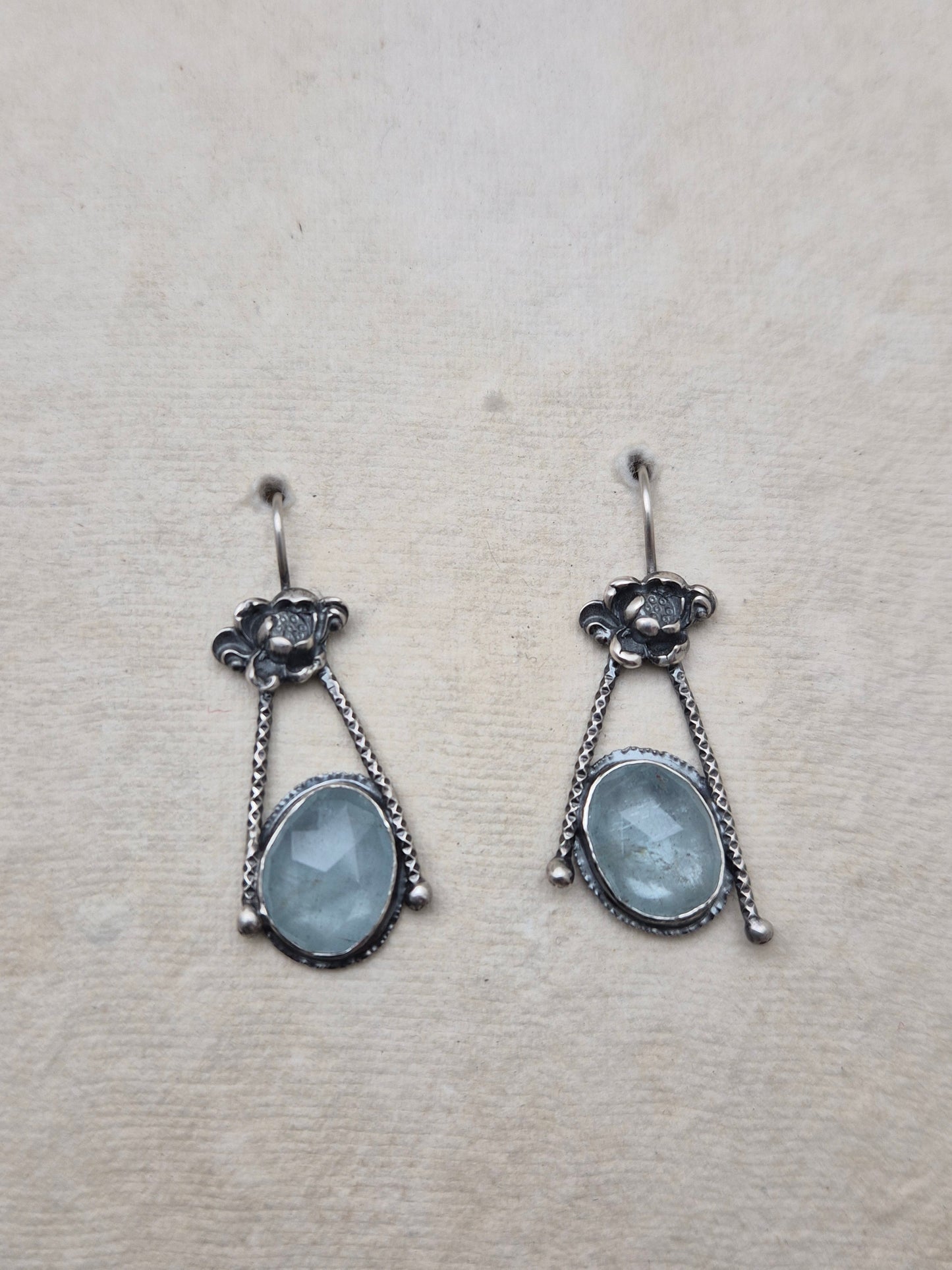 Aquamarine Lotus earrings