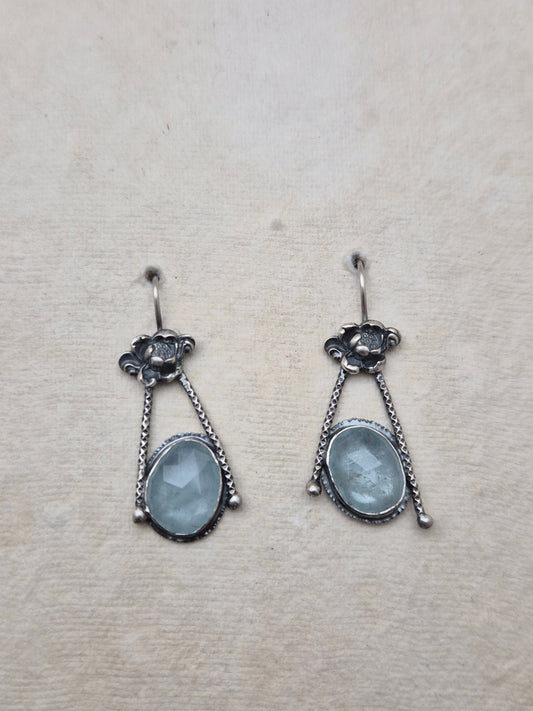 Aquamarine Lotus earrings