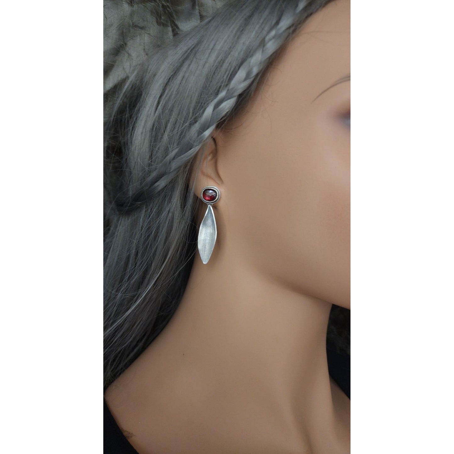 Garnet Asymmetrical Mum Petal earrings