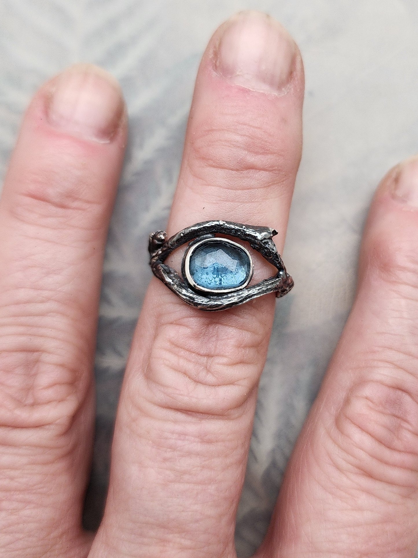 Blue Topaz Twig band ring