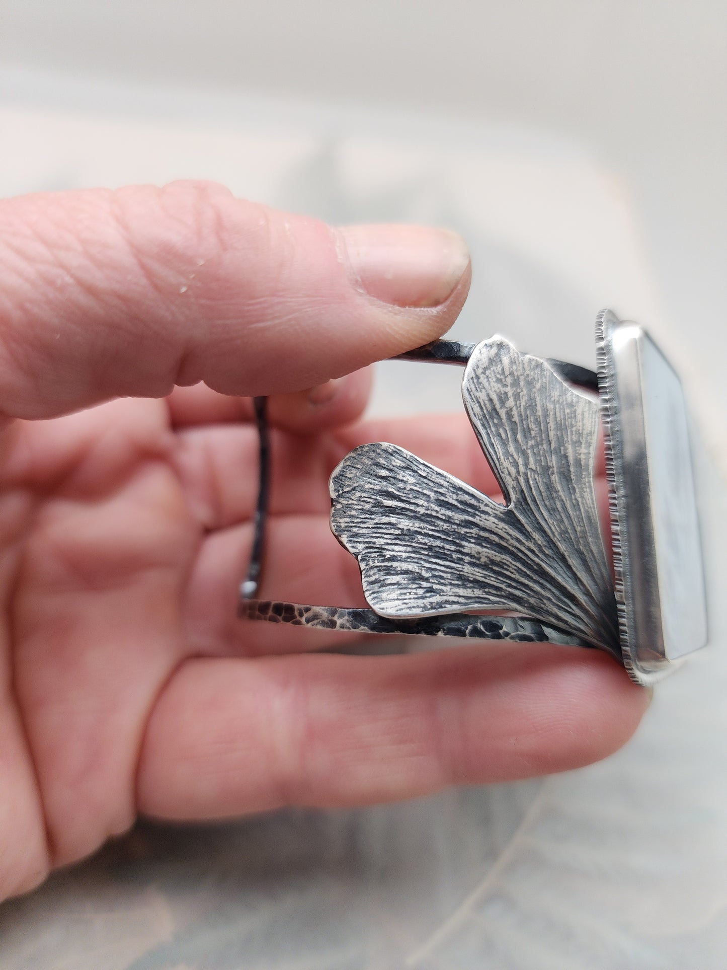 Dendritic Agate Gingko Cuff
