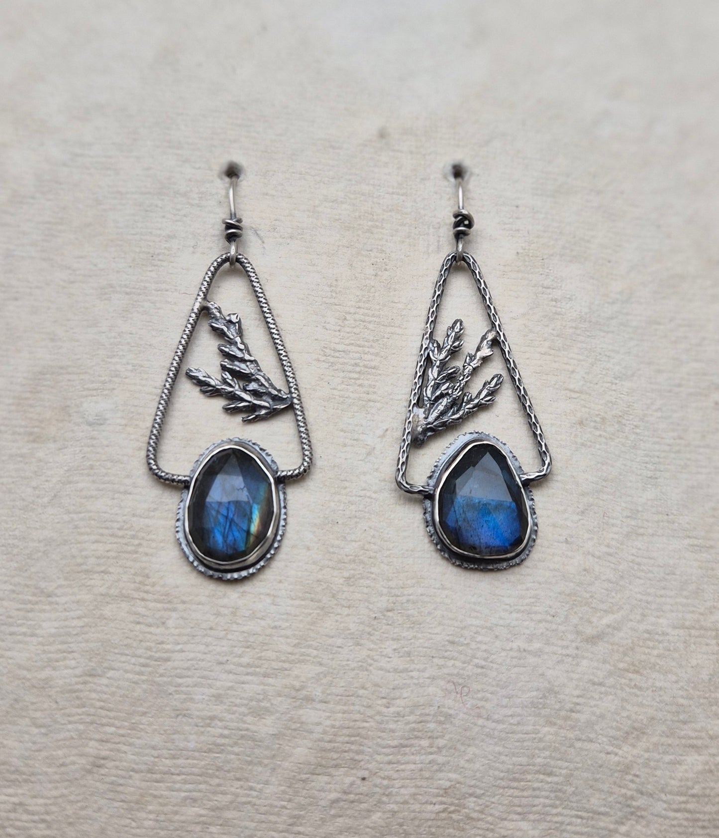 Labradorite and cedar earrings.