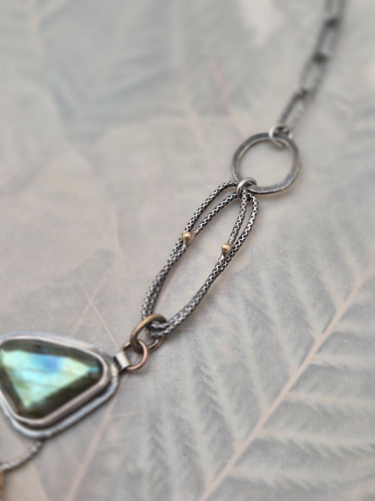 Labradorite-Turquoise-Pearl statement neckpiece