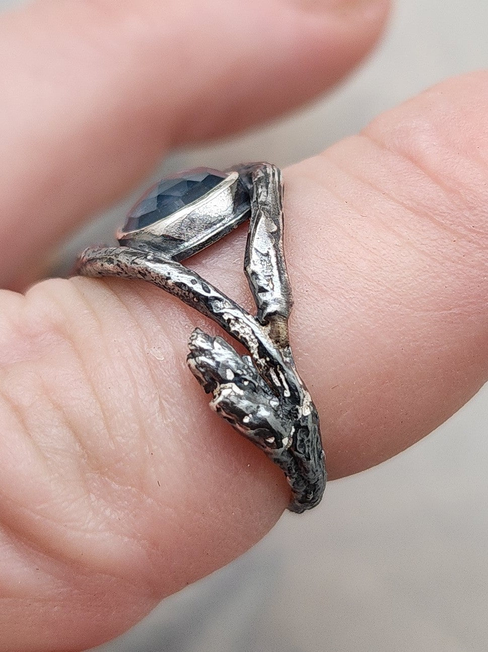 Blue Topaz Twig band ring