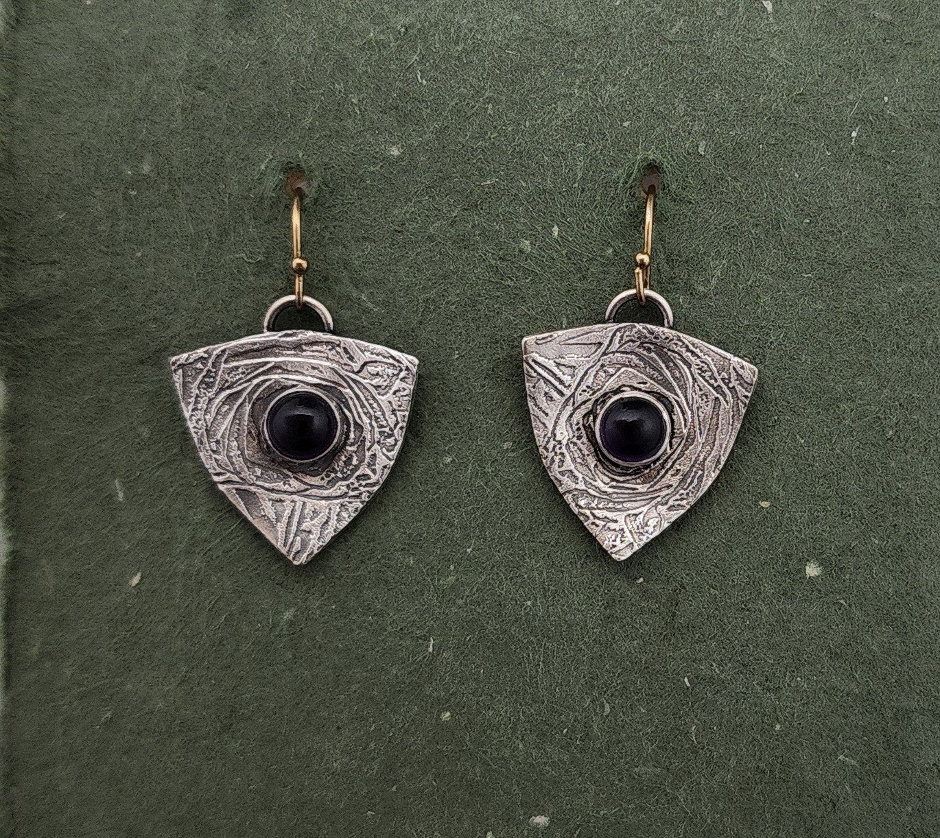 Textured silver with amethyst