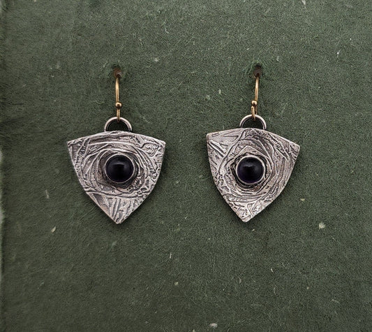 Textured silver with amethyst