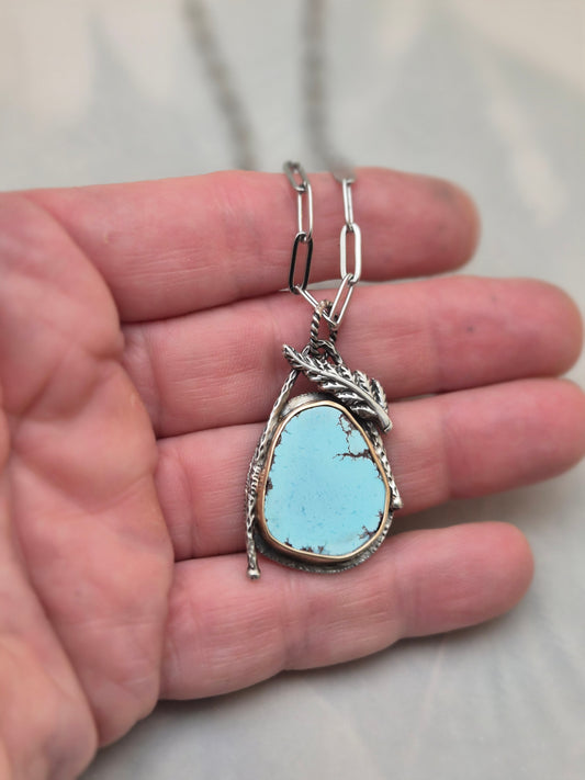 Gold Hills Lavender turquoise Raindrop Necklace