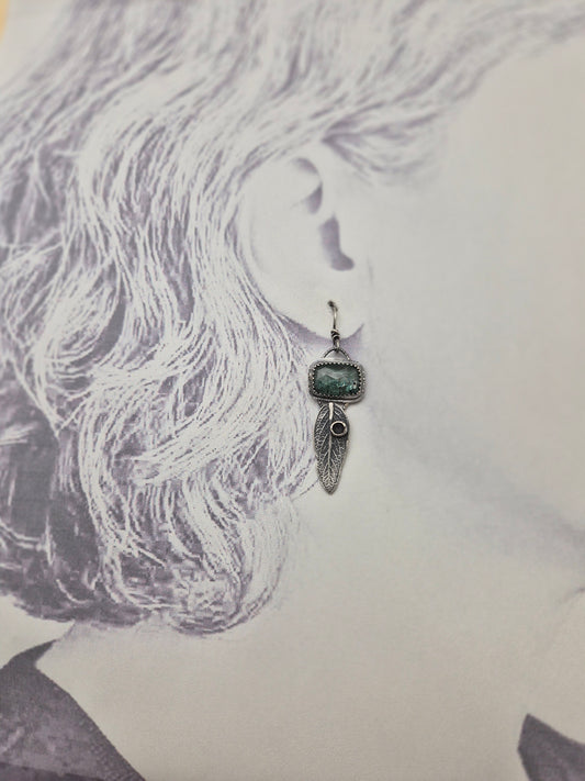 Deep Mint Kyanite and Sage-earrings