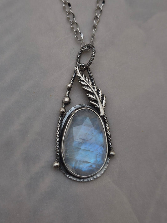Rainbow Moonstone Raindrop Necklace