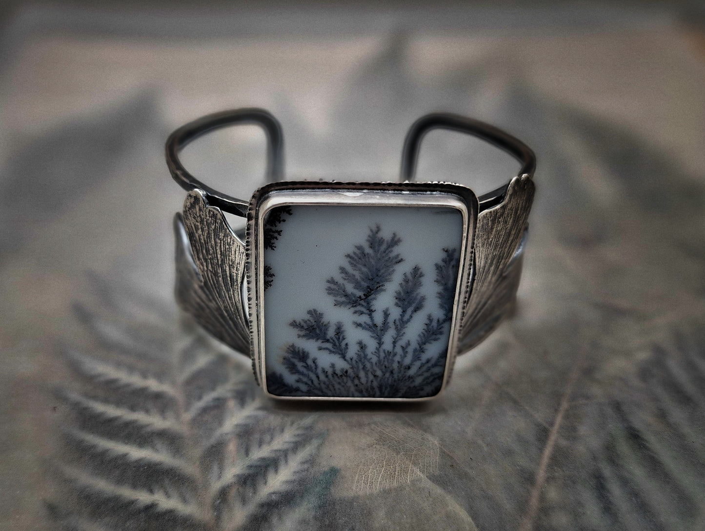 Dendritic Agate Gingko Cuff