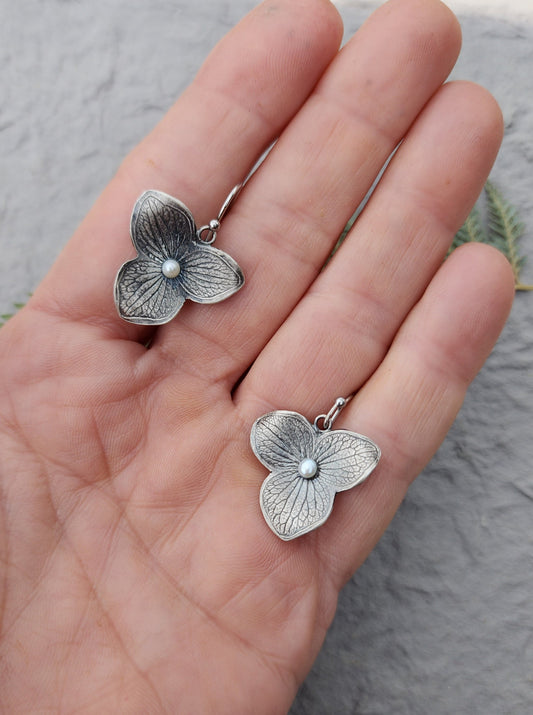 Pearl hydrangea earrings